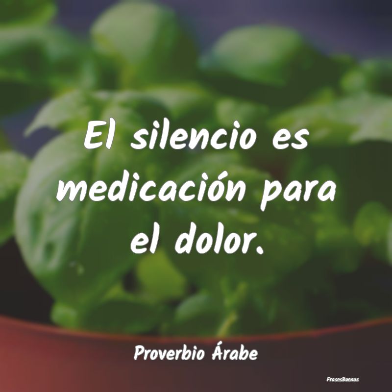 Frases de Tranquilidad - El silencio es medicación para el dolor....