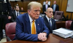 Former President Donald Trump waits for his criminal trial to begin at Manhattan Criminal Court in New York on Thursday, May 2, 2024. 