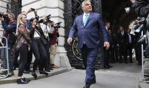 Prime Minister of Hungary, Viktor Orbán walks towards the Prime Minister's Office in London, United Kingdom .  