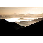 Misty valley vector silhouette