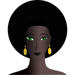 Vector drawing of black woman with green eyes