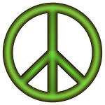 Vector drawing of green 3D peace symbol