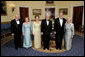 President George W. Bush, Laura Bush, Vice President Dick Cheney and Lynne Cheney stand with Australian Prime Minister John Howard and his wife Mrs. Janette Howard in the Blue Room for a photograph during the official dinner Tuesday, May 16, 2006. White House photo by Paul Morse