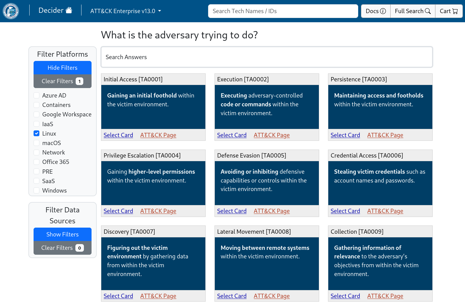 Decider's Question Tree Page