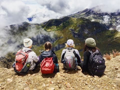 Four students studying abroad in Ecuador