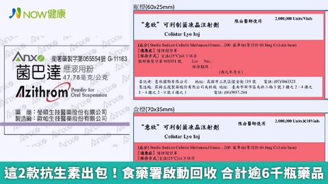 這2款抗生素出包！食藥署啟動回收 合計逾6千瓶藥品