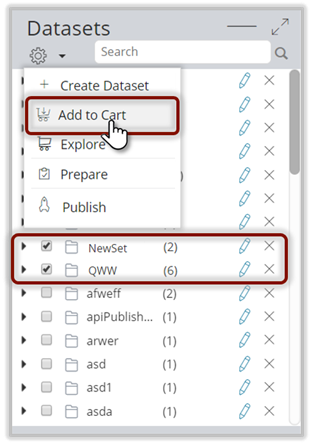 Figure 17 – Add Datasets to Cart