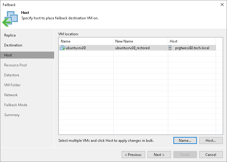 Step 4. Select Target Host or Cluster