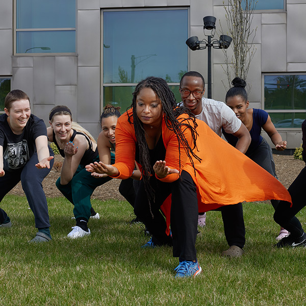 Theatre students performing