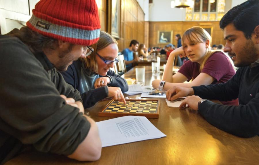 History of everything students playing checkers