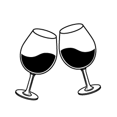 Wine Toast Black and White