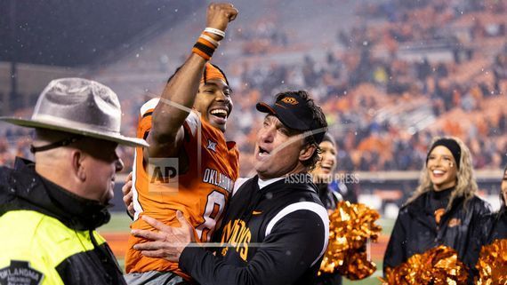 Image for story: Ollie Gordon's 5 TDs lead Oklahoma State past BYU in 2OT, into Big 12 title game