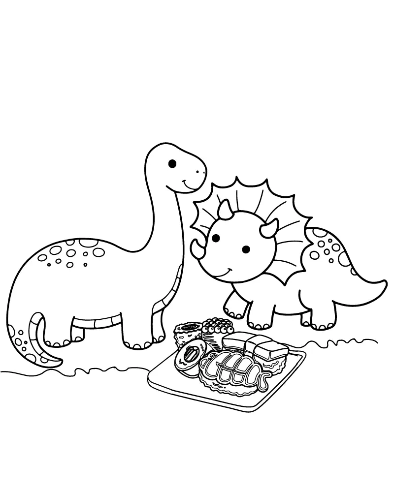 Dino Picnic Coloring Pages 13