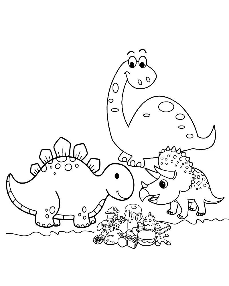 Dino Picnic Coloring Pages 15