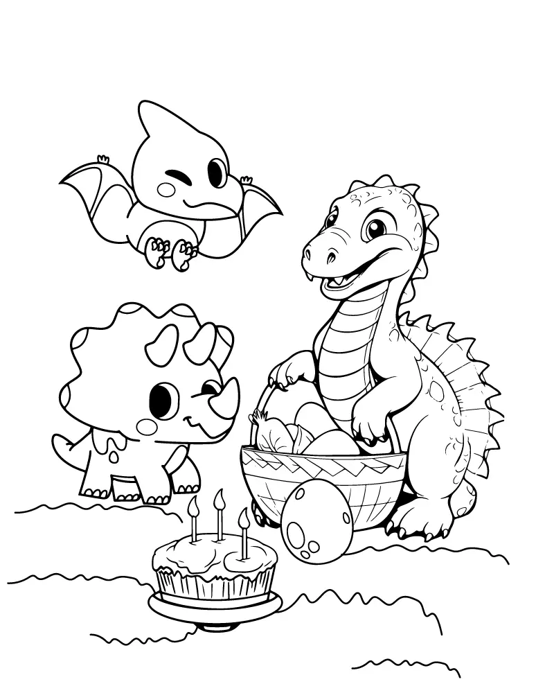 Dino Picnic Coloring Pages 16