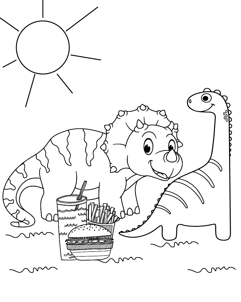 Dino Picnic Coloring Pages 8