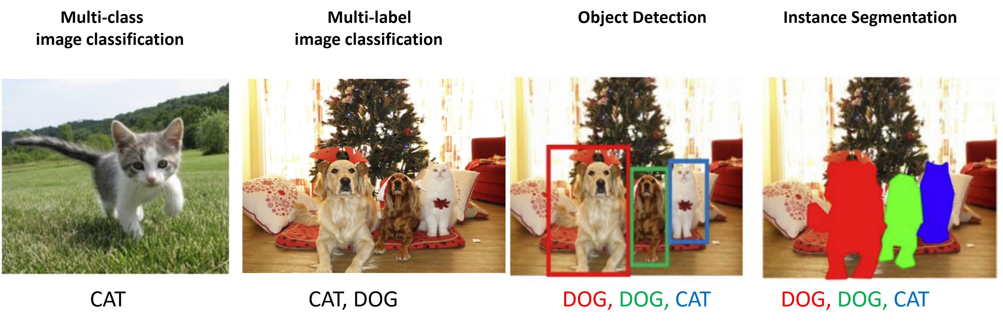 Computer vision tasks examples. Image from: http://cs231n.stanford.edu/slides/2021/lecture_15.pdf 