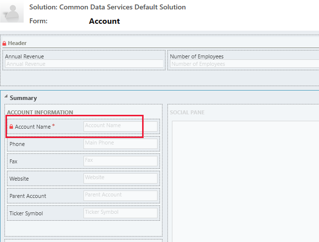 Account name column on form.