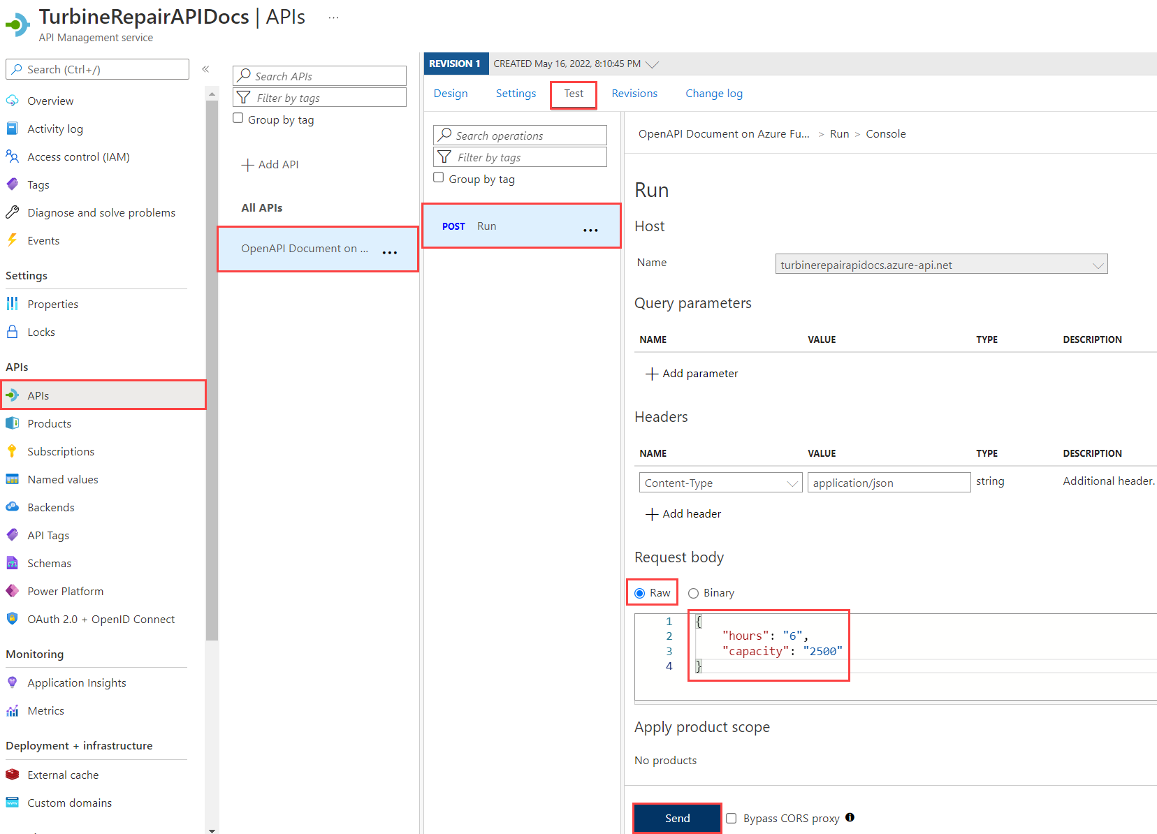 APIM API 中的 OpenAPI 測試頁面