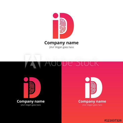 Red Letter Company Logo - ID vector logo with Fingerprint template. The red letter i and d ...