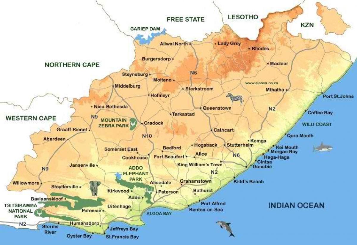 map of eastern Cape Towns