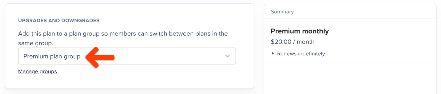 Select plan group from within Plan Settings