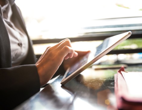 woman on tablet