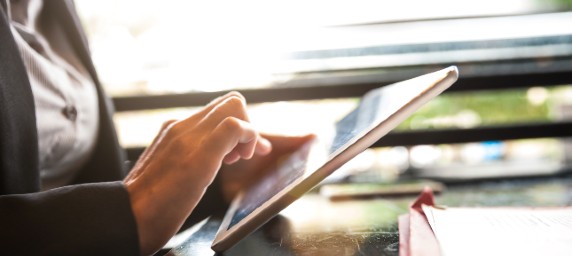 woman on tablet