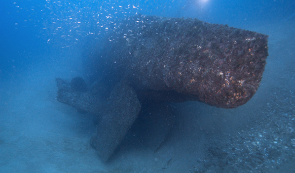 Exposed stern section of U-701