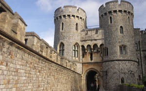 Caption: Majestic Beauty Of Windsor Castle Ramparts Wallpaper