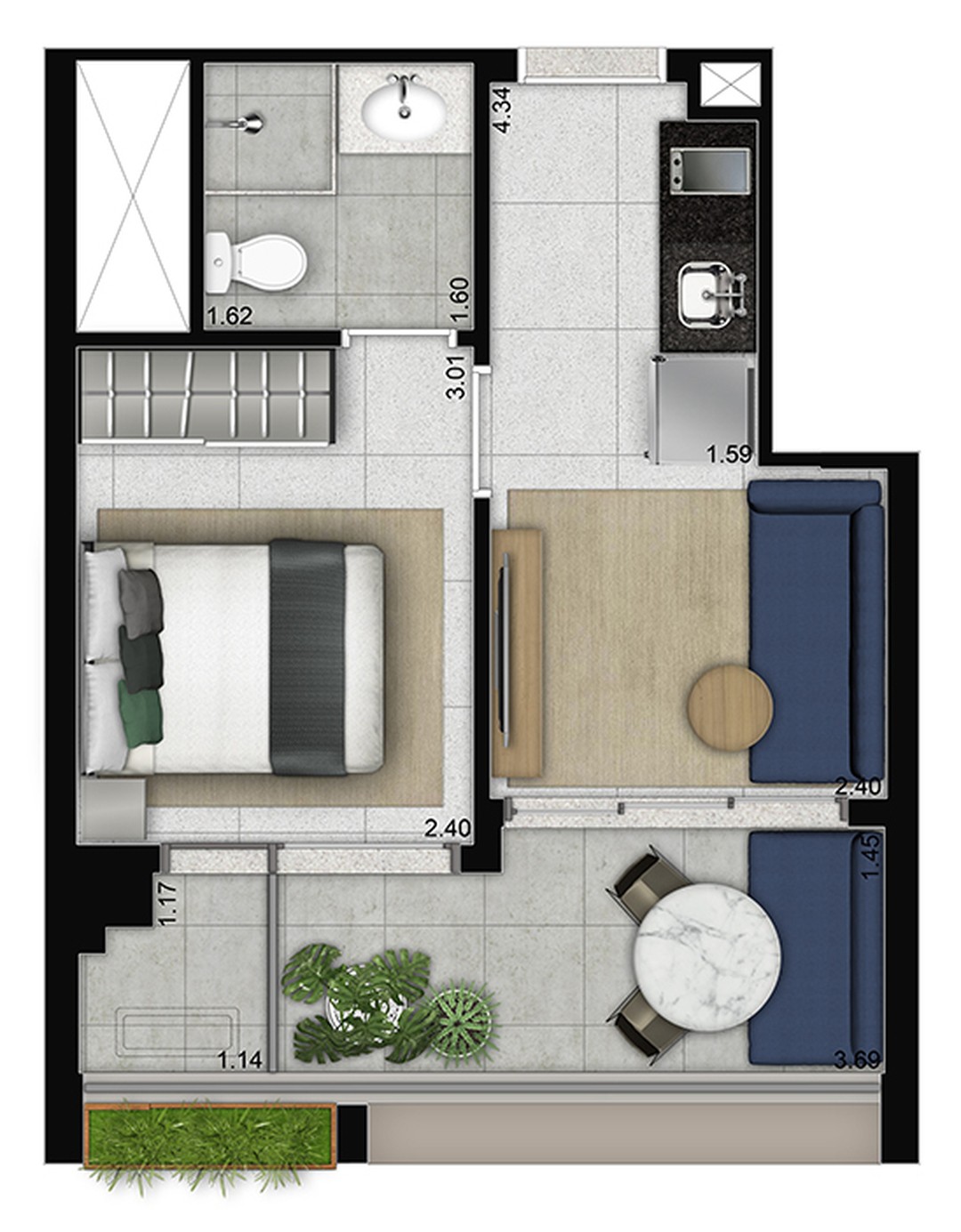 PLANTA APARTAMENTO 1 DORM