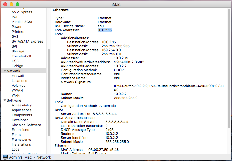 Find private IP address using Mac System Information