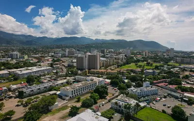 View of the city during sunset in Kingston, Jamaica.