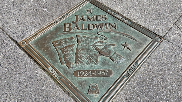 Plaque displaying the name James Baldwin.