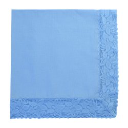 Blue Linen Napkin With Lace Trimming