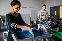 Students working on silkscreen