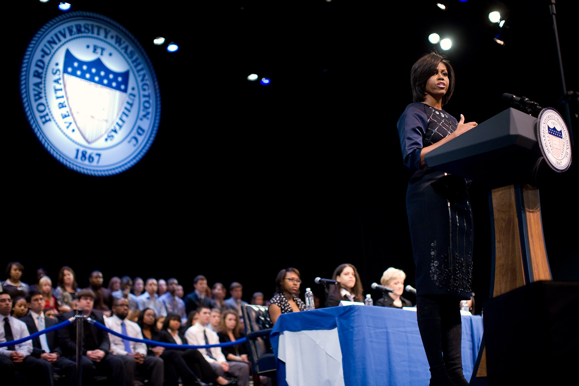 First Lady Michelle Obama addresses the 