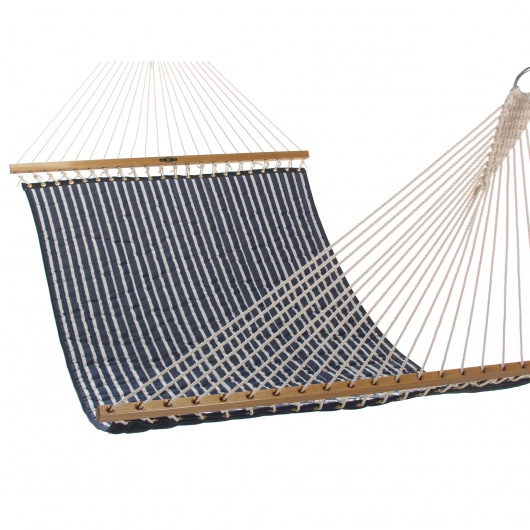 Large Quilted Sunbrella Fabric Hammock - Hunter Navy Stripe