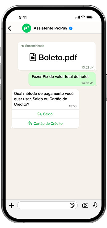 Chat assistente PicPay pagar boleto