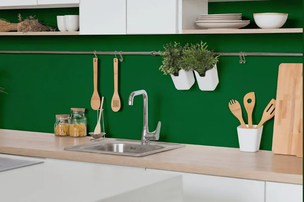 Benjamin Moore Seaweed kitchen backsplash