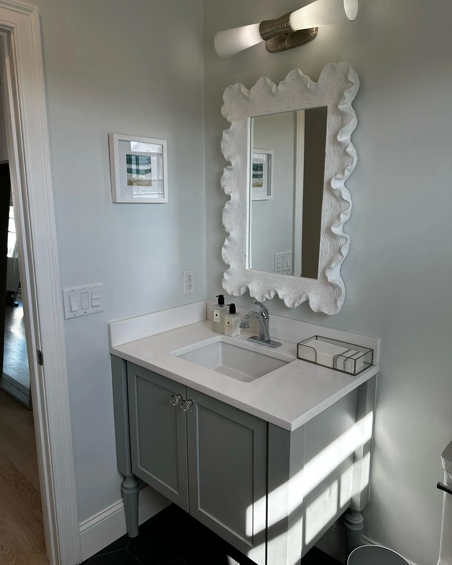 Benjamin Moore Gray Lake bathroom picture