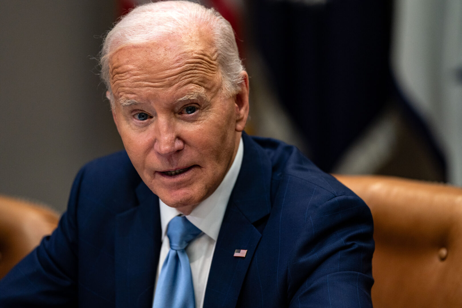 President Joe Biden meets with members of his Cabinet about response efforts to Hurricane Helene in the Roosevelt Room of the White House on Oct. 1.