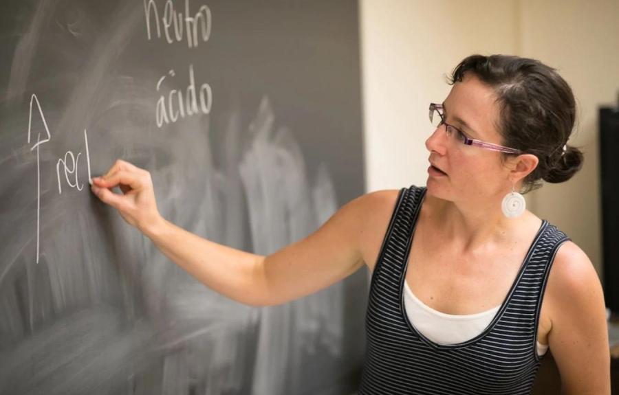 Lecturer in Spanish language (ROMS), teaches a class.