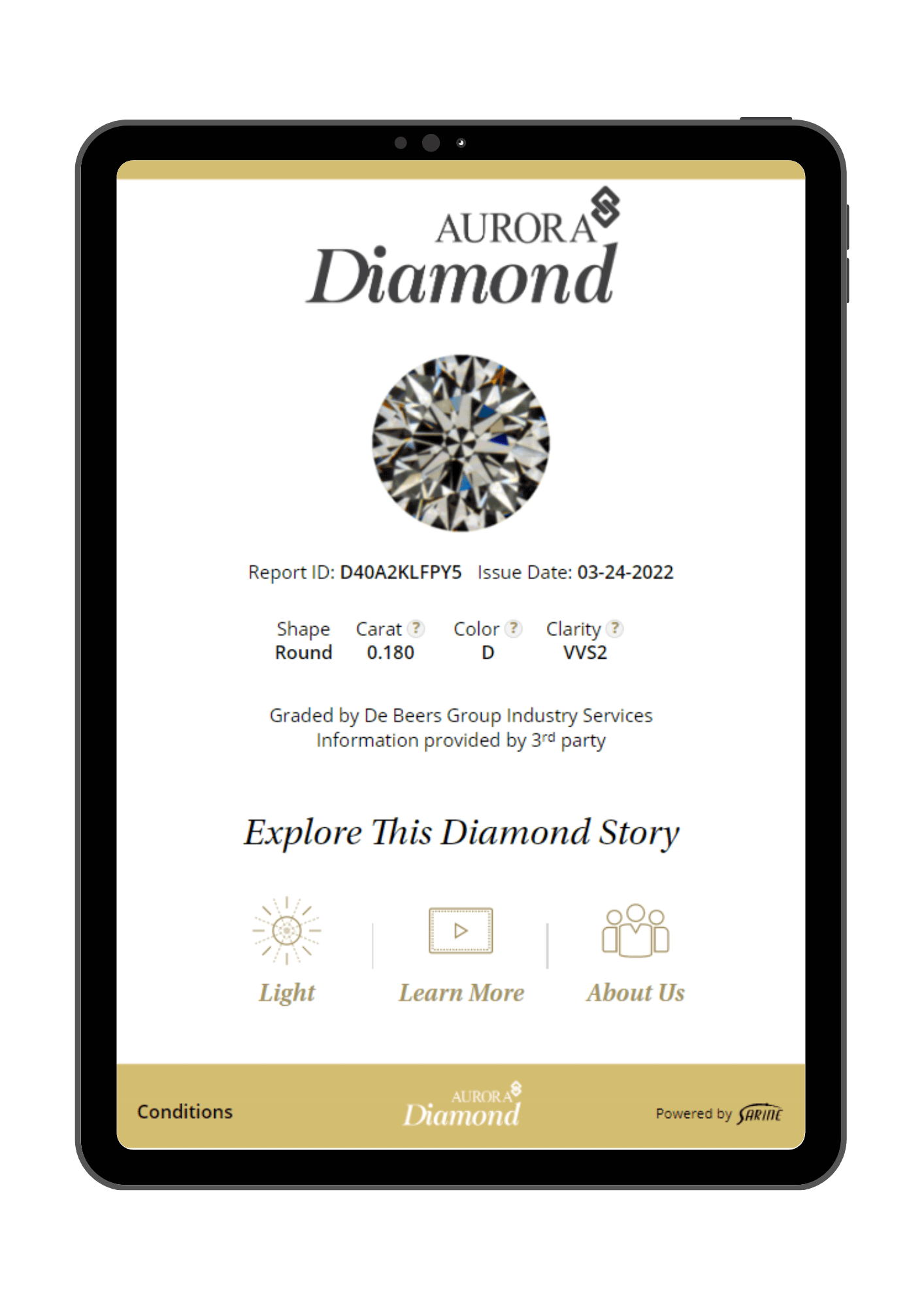 Diamond grading reports and certifications