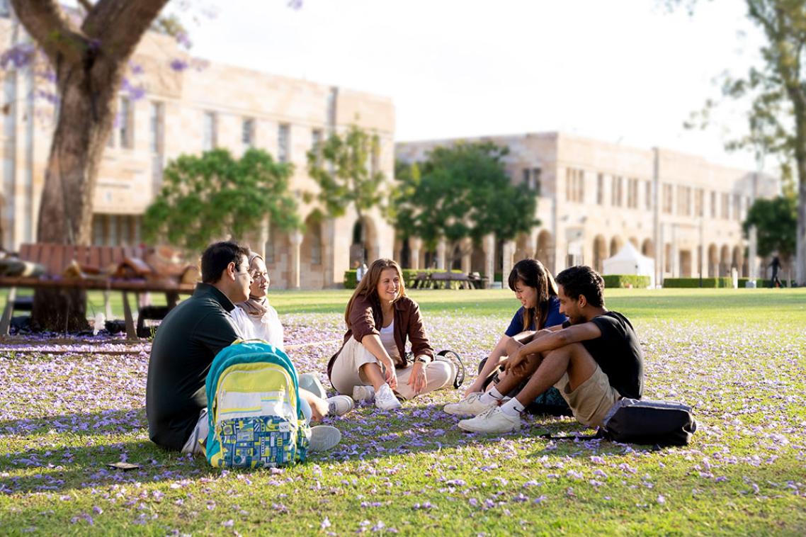 Asta sitting with friends in the Great Court