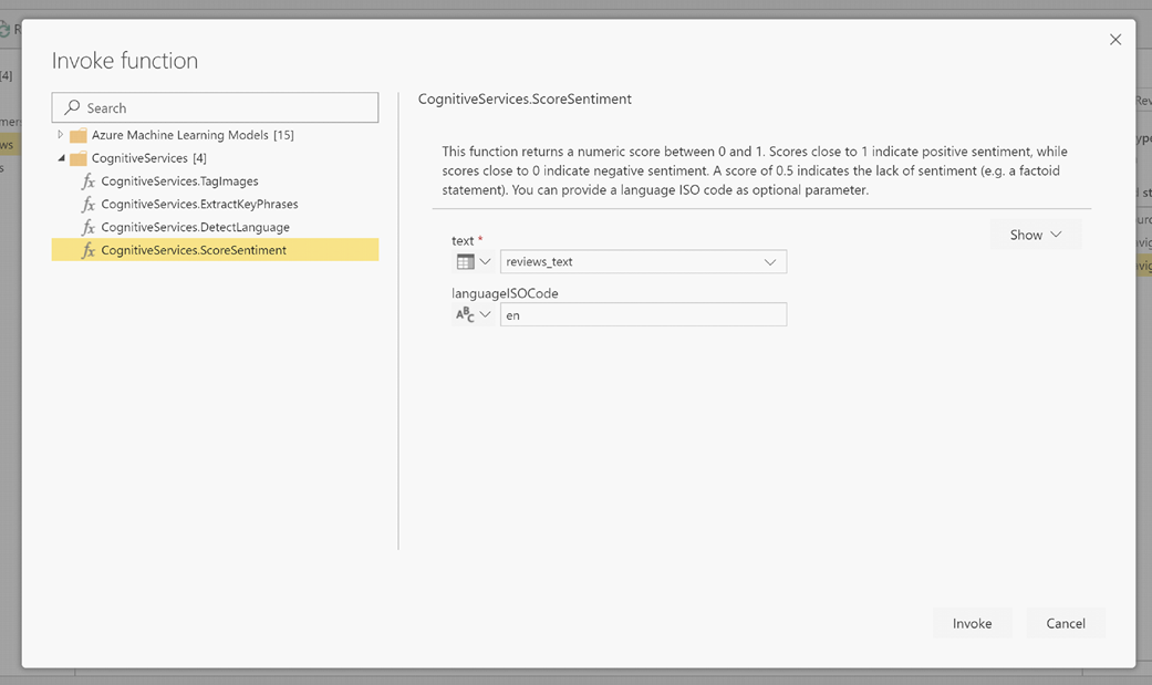 Power BI Cognitive Services