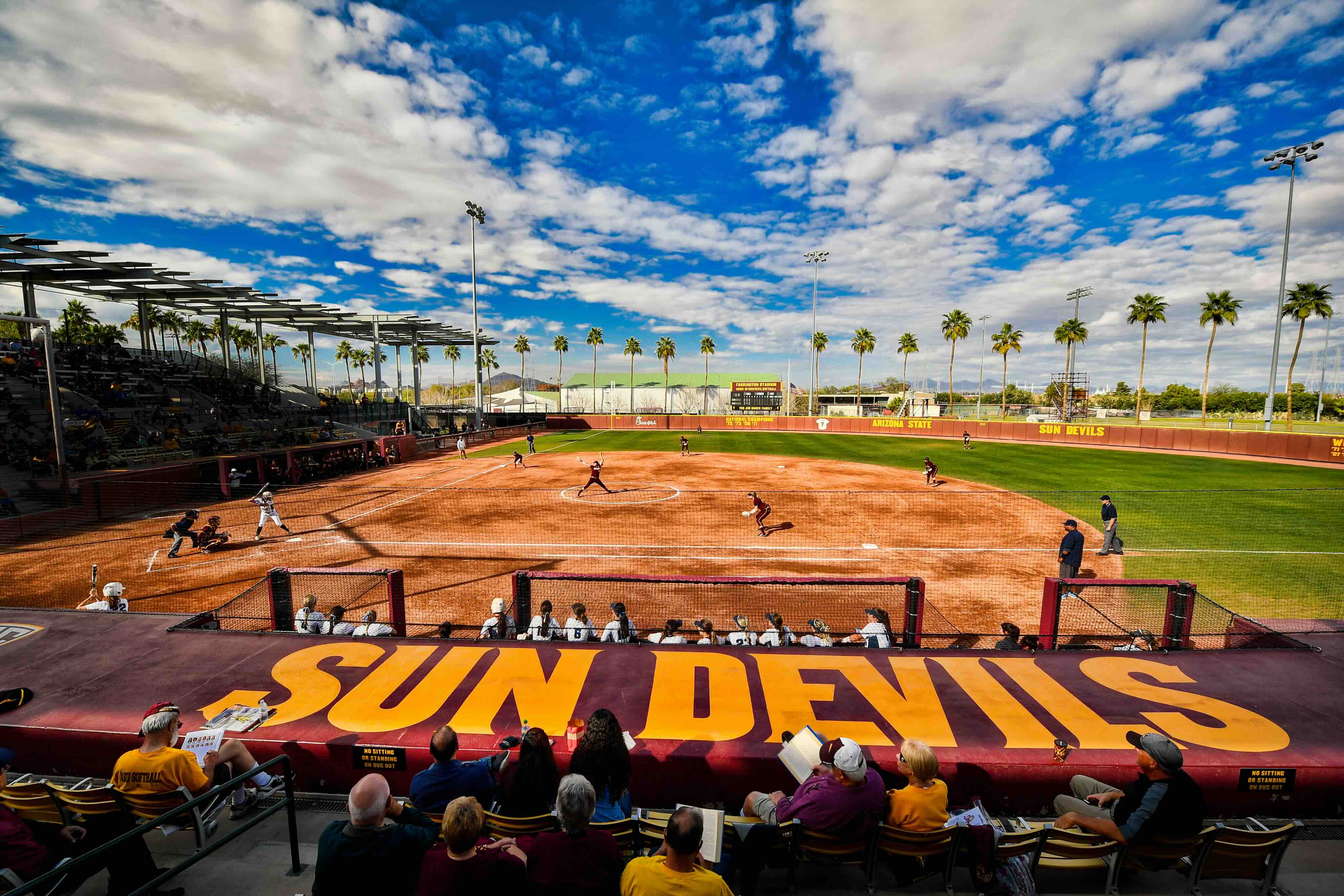 Sun Devils Softball playing on field