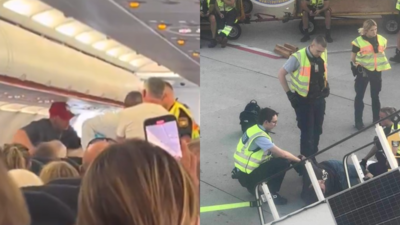 EasyJet flight makes emergency landing after drunk passenger calls captain ‘rubbish', tries to open exit door mid-air: Watch video