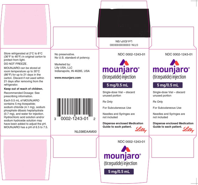 PACKAGE LABEL - Mounjaro 5 mg/0.5 mL, Single-dose Vial
