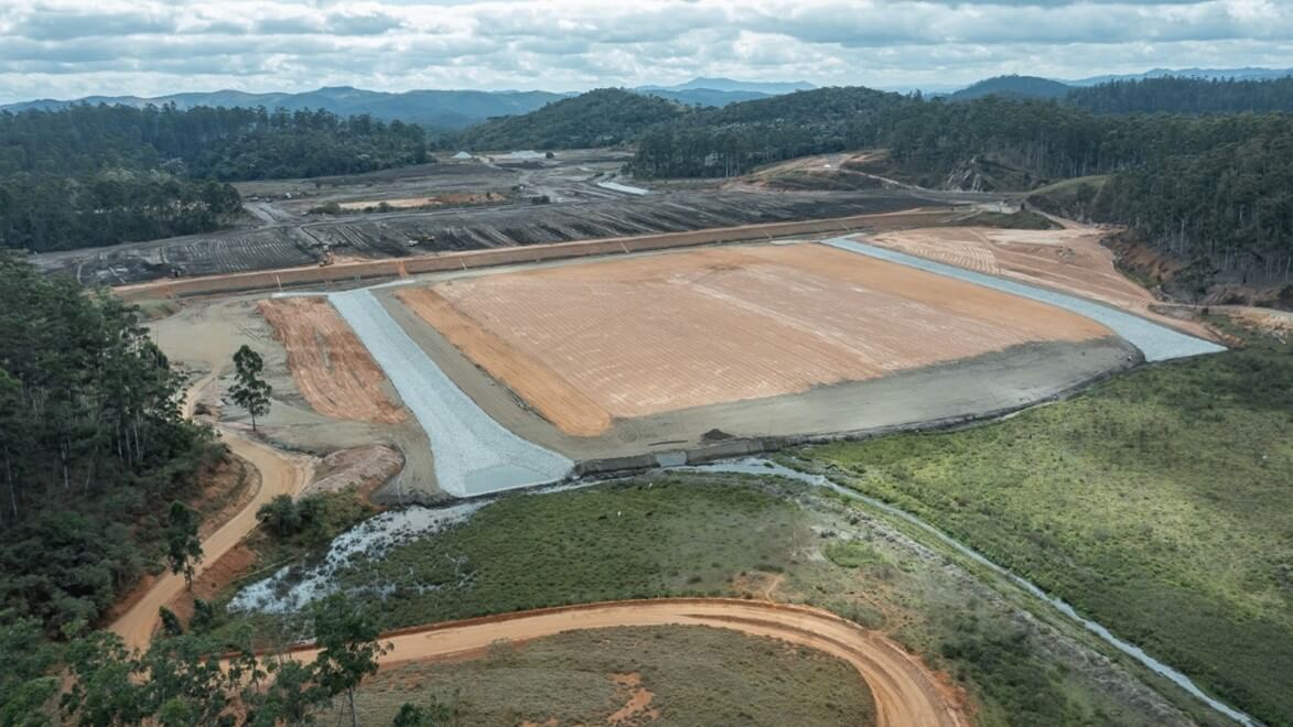 Aerial view of the dyke removal work